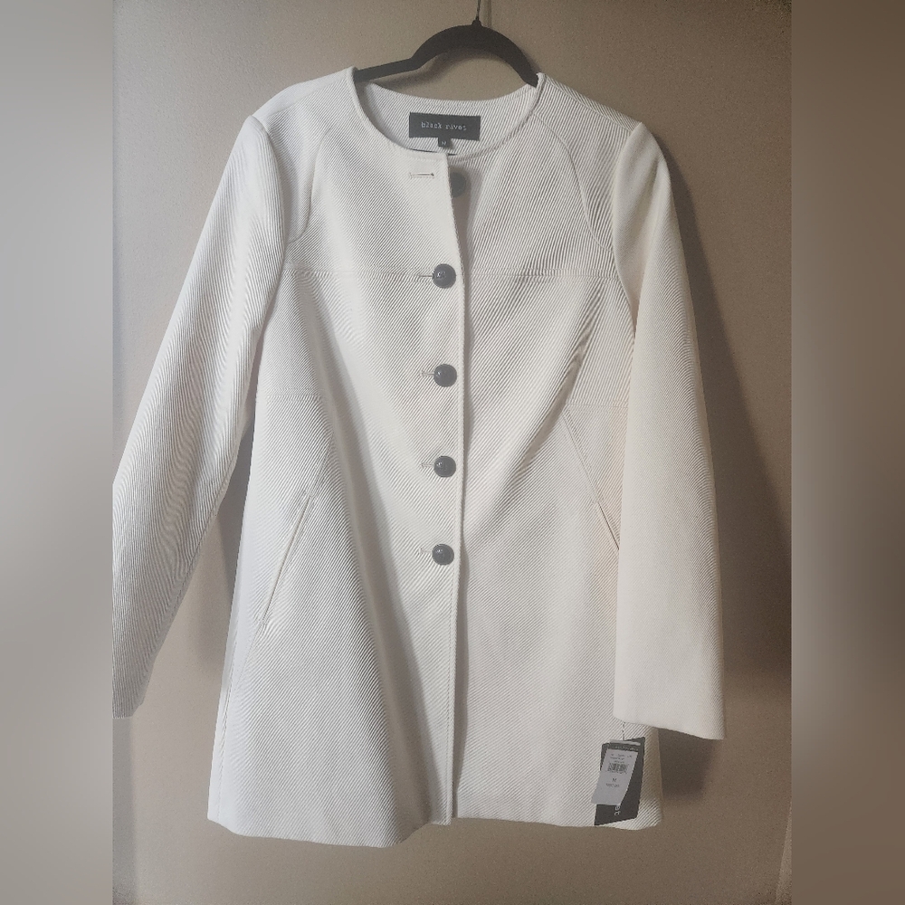 NWT Wilsons Leather‎ Cream Cloth Trenchcoat Sz Med